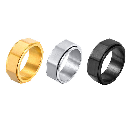 Planderful Rotatable Octagonal Ring Stainless Steel For Men