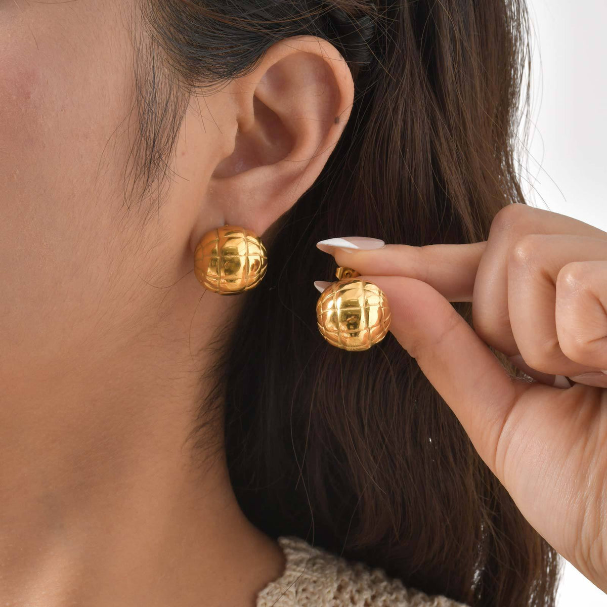 Modern Gold-Tone Stainless Steel Earrings