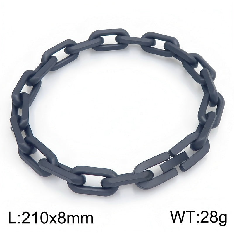 Punk Trimmed O-Chain 8mm Plain Chain Stainless Steel Men's Bracelet
