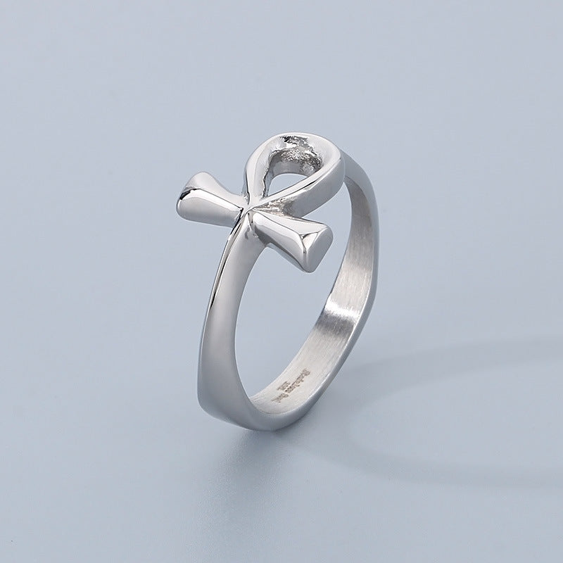 Talisman Of Life Jewelry, Retro Ancient Egypt Anka Cross Stainless Steel Men's Ring