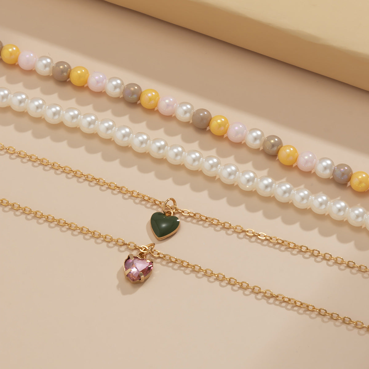 Planderful Imitation Pearl Necklace Multi Layer Vintage Court Style Heart Zircon Women Elegant Statement Vienna Verve