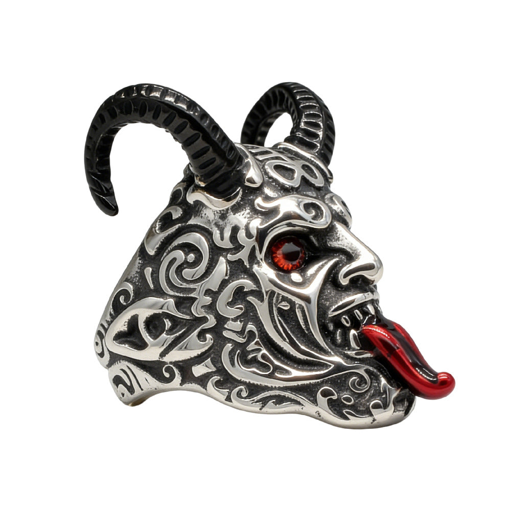 Planderful Everyday Genie Retro Devil Ring For Unisex Protection In Steel Jewelry Statement