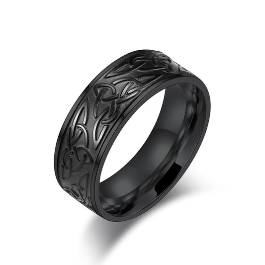 Planderful Celtic Triangle Knot Titanium Ring For Men Durable Stainless Steel Fashion Jewelry