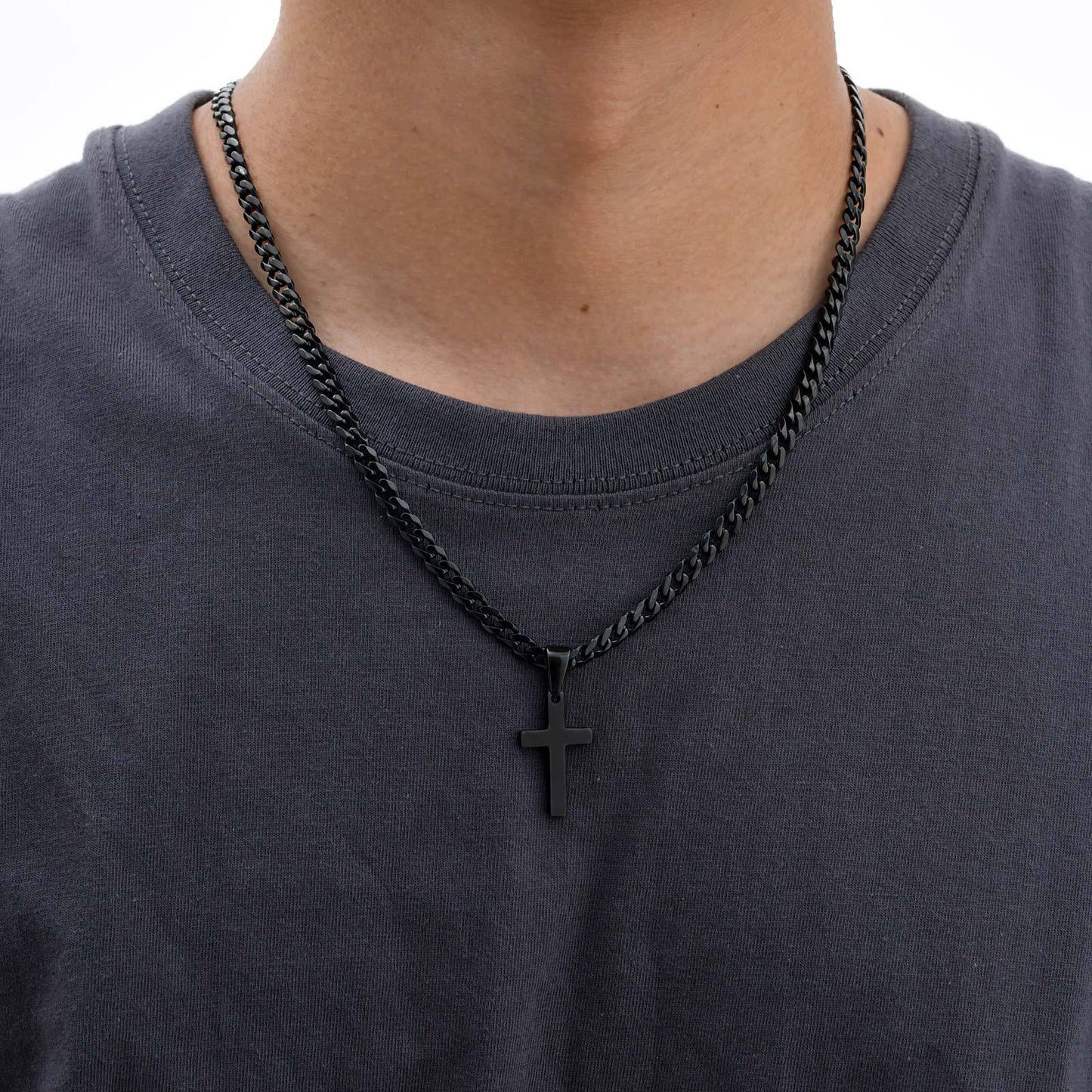 Planderful Stainless Steel Cross Necklace For Men Hip Hop