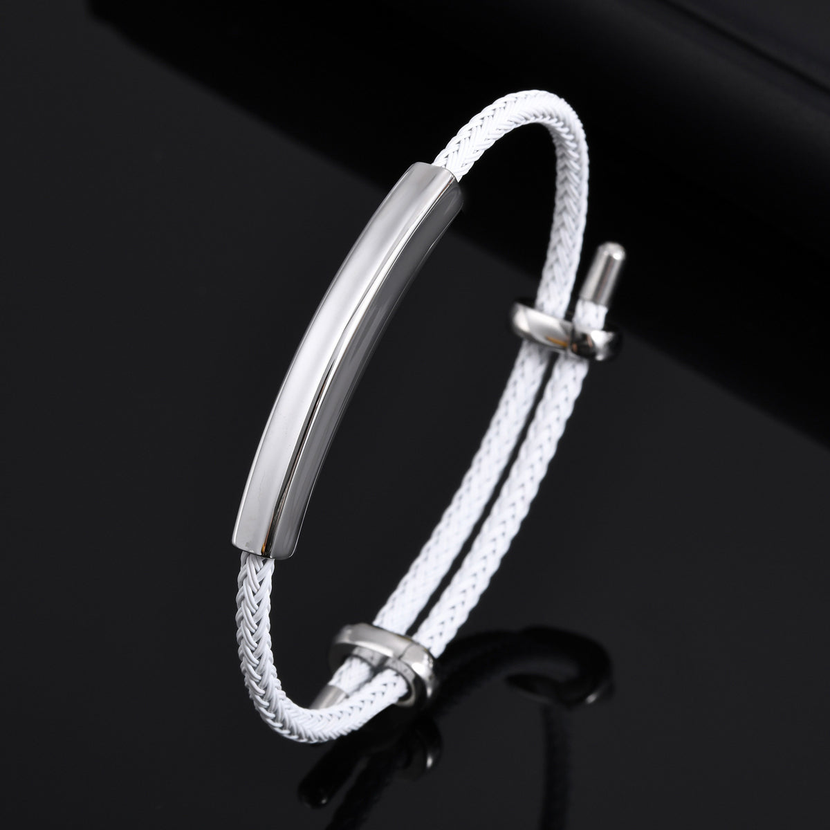 Adjustable Black Stainless Steel Bracelet for Men