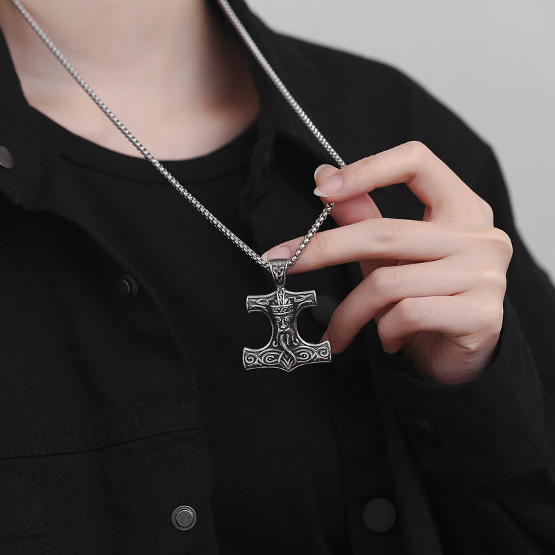 Stainless Steel Necklace - Vintage Viking Anchor Pendant