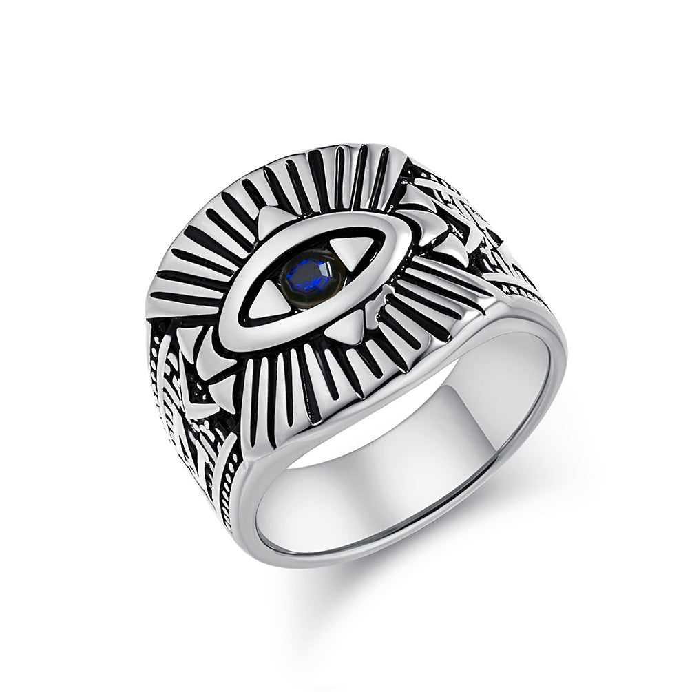 European And American New Retro God's Eye Titanium Steel Ring For Men