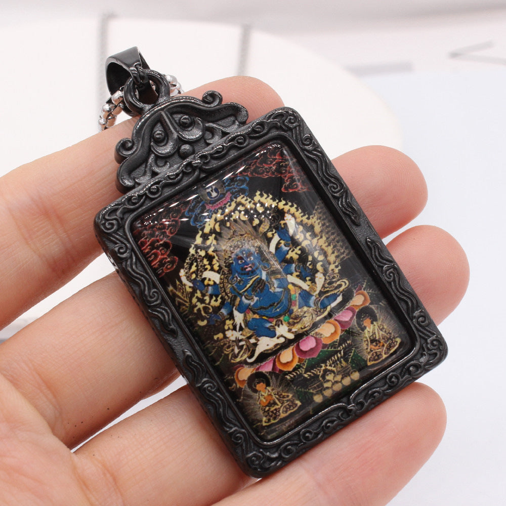 Zodiac Guardian Buddha Pendant For Men And Women By Planderful Titanium Steel Thangka Necklace With Premium Protection