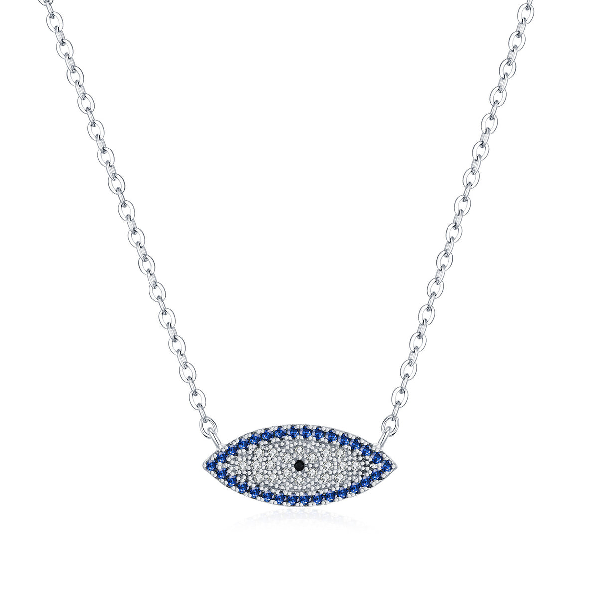 925 Sterling Silver Blue Eye Zircon Necklace