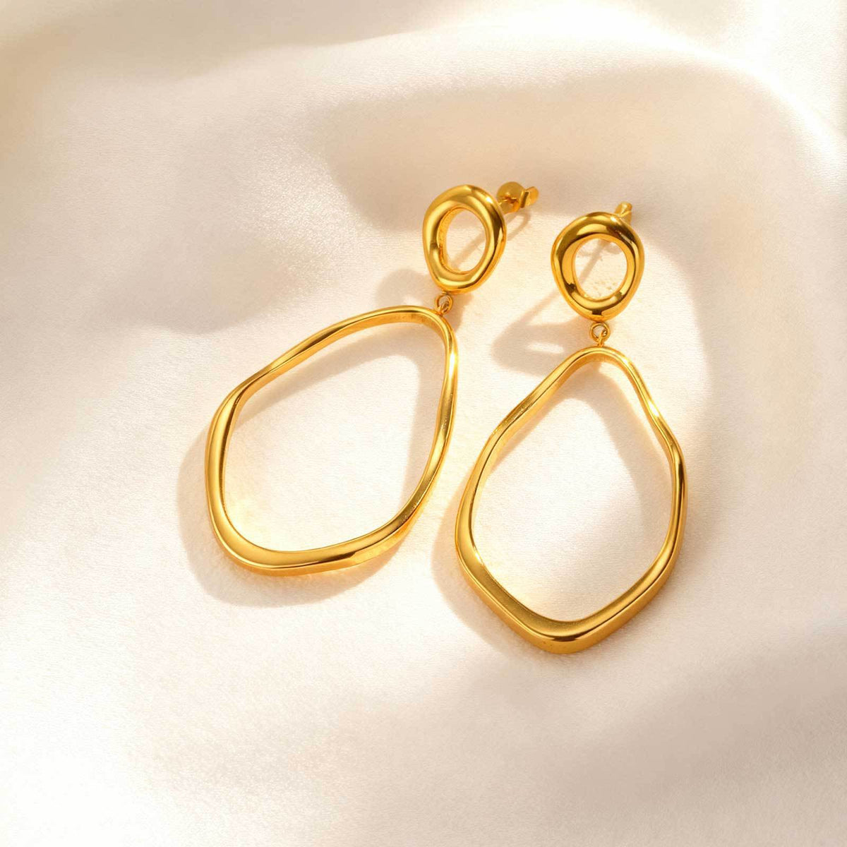 Gold-Tone Organic Open Teardrop Earrings