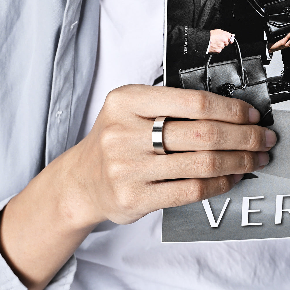 Neutral Cold Wind 6mm Brushed Matte Ancient Silver Gray Ring Accessories for Men