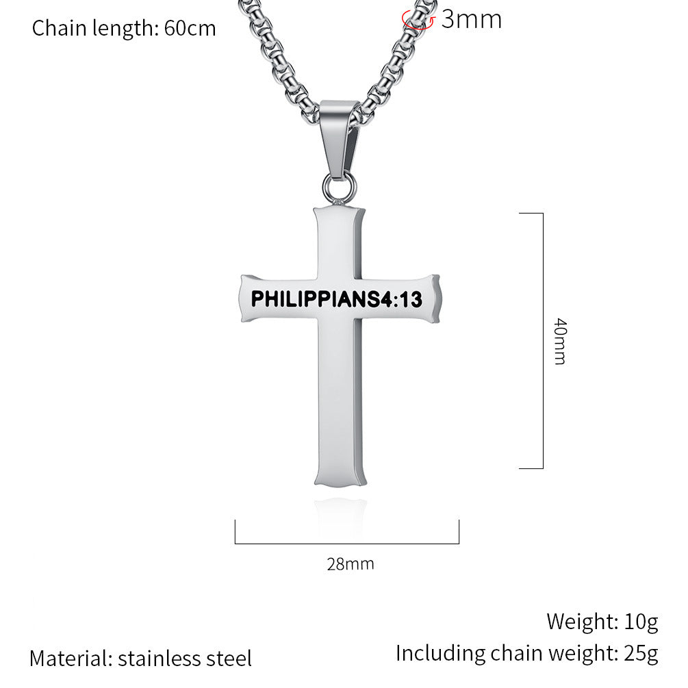 Planderful Cross Necklace Titanium Steel Durable For Men Urban Street Style Personality Pendant Bold Trendsetting Gear