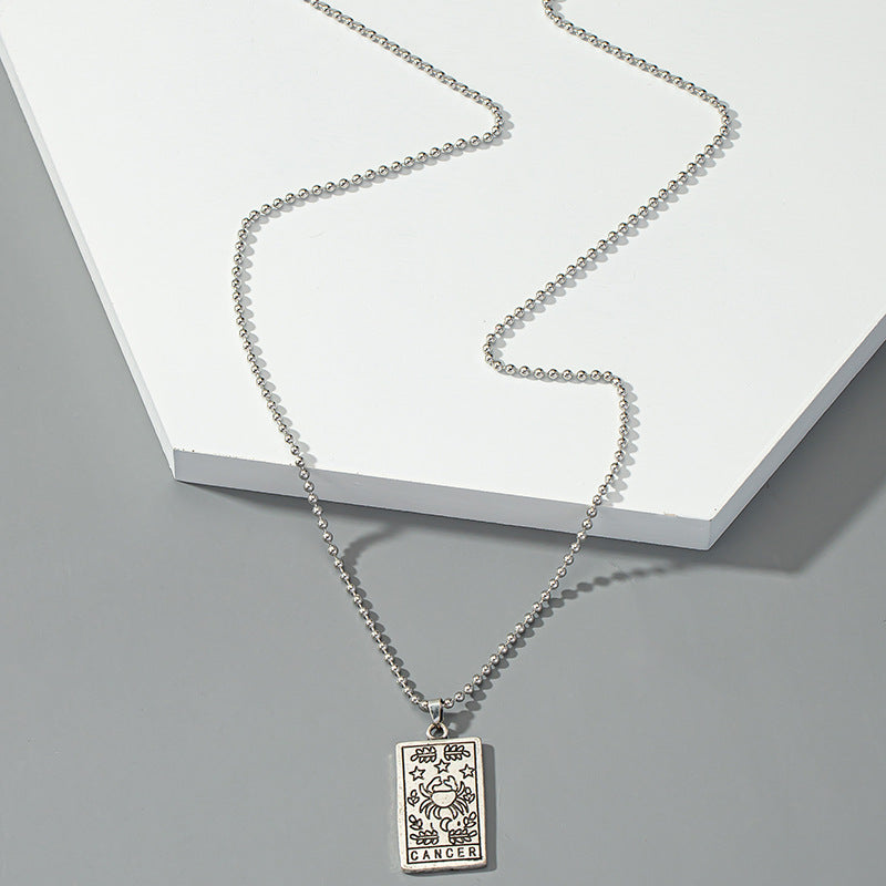 Celestial Charm Square Pendant Sweater Chain - European Style