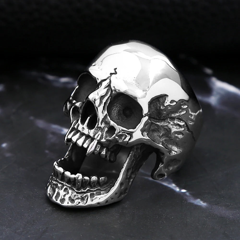 Planderful Shop Skull Ring Titanium For Men With Retro Long Teeth Zombie Design Halloween Durable Statement Jewelry