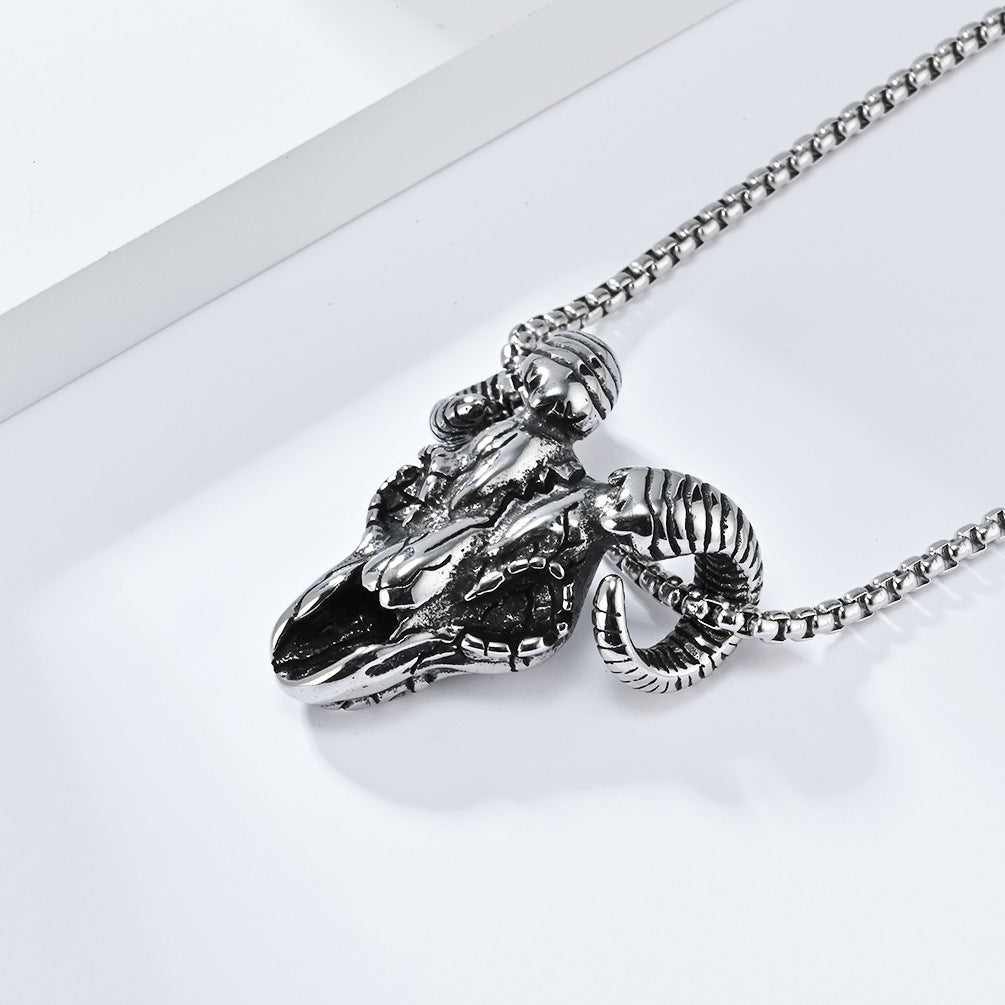 Planderful Skull Goat Head Gothic Necklace Durable Titanium Steel For Gothic Lovers