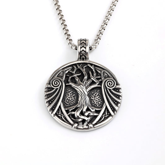 Vintage Tree of Life Viking Stainless Steel Men's Pendant Necklace