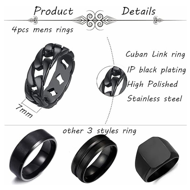 Mens Black Matte Titanium Ring Set By Planderful Everyday Genie Unisex Personalized