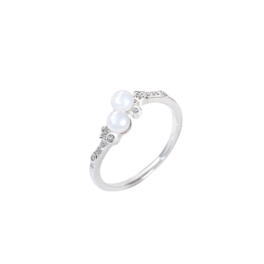 S925 Sterling Silver Freshwater Pearl Ring — Adjustable