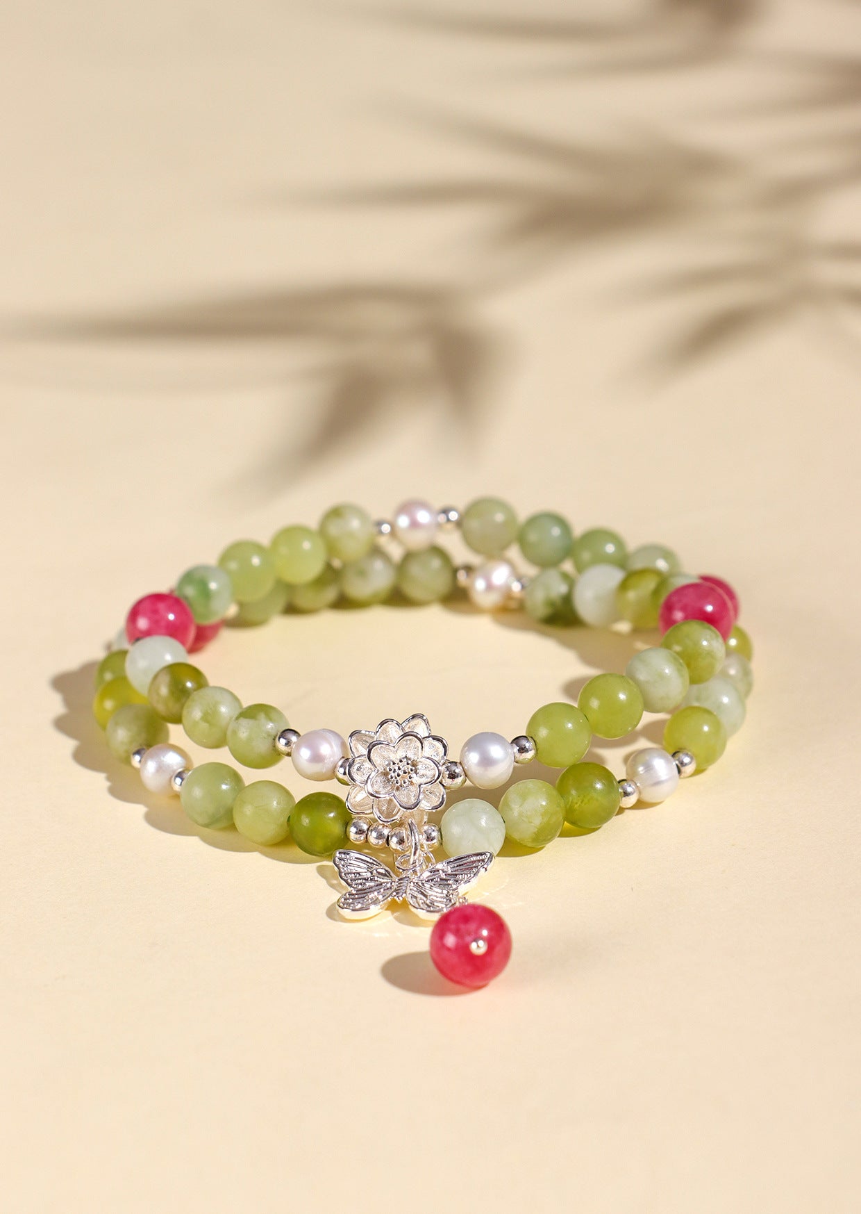 Planderful Fortune's Favor Bracelet – Freshwater Pearl and Rose Stone Elegance