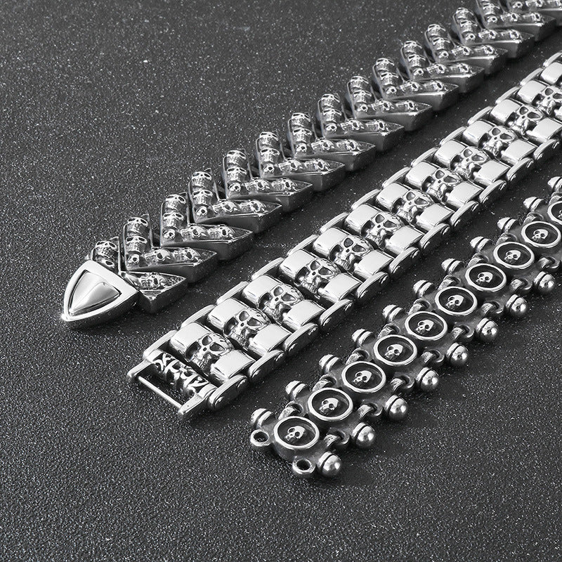 Planderful Everyday Genie Ghost Skull Titanium Men Bracelet