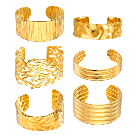Wide-Faced Gold Bracelet Irregular Geometric Woman