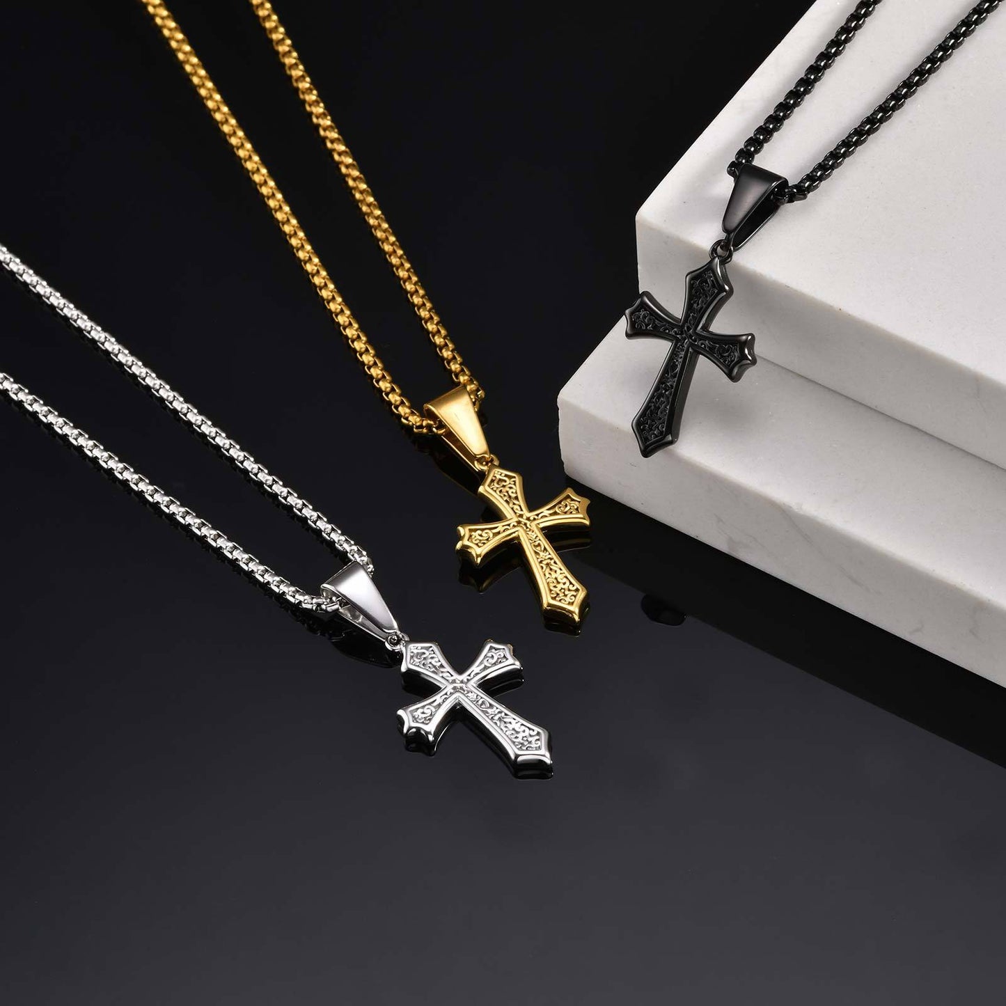 Planderful Personalised Cross Pendant Men Stainless Steel
