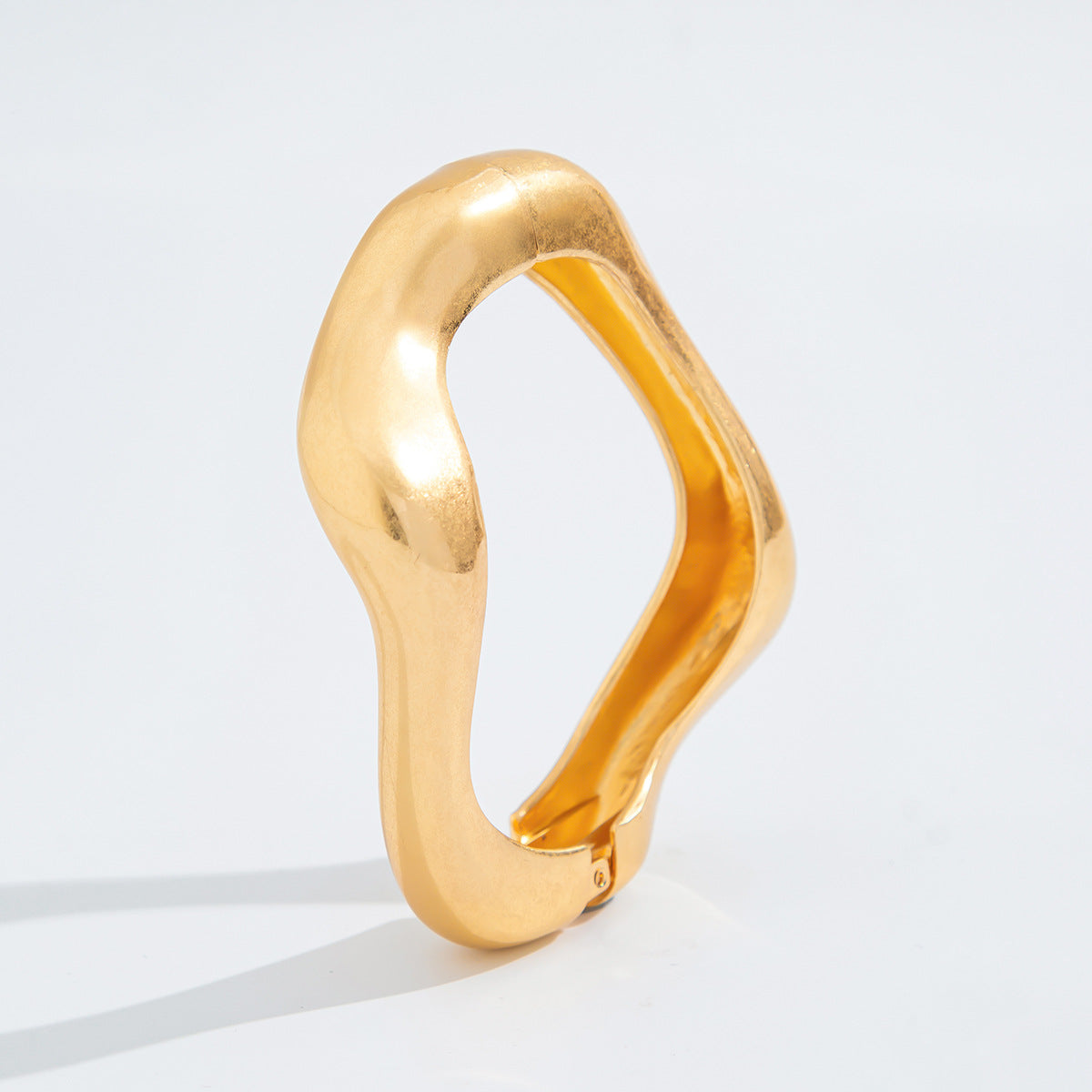 Planderful Vienna Verve Punk Style Heavy Metal Bracelet Bold Curved Wavy Opening For Rebels