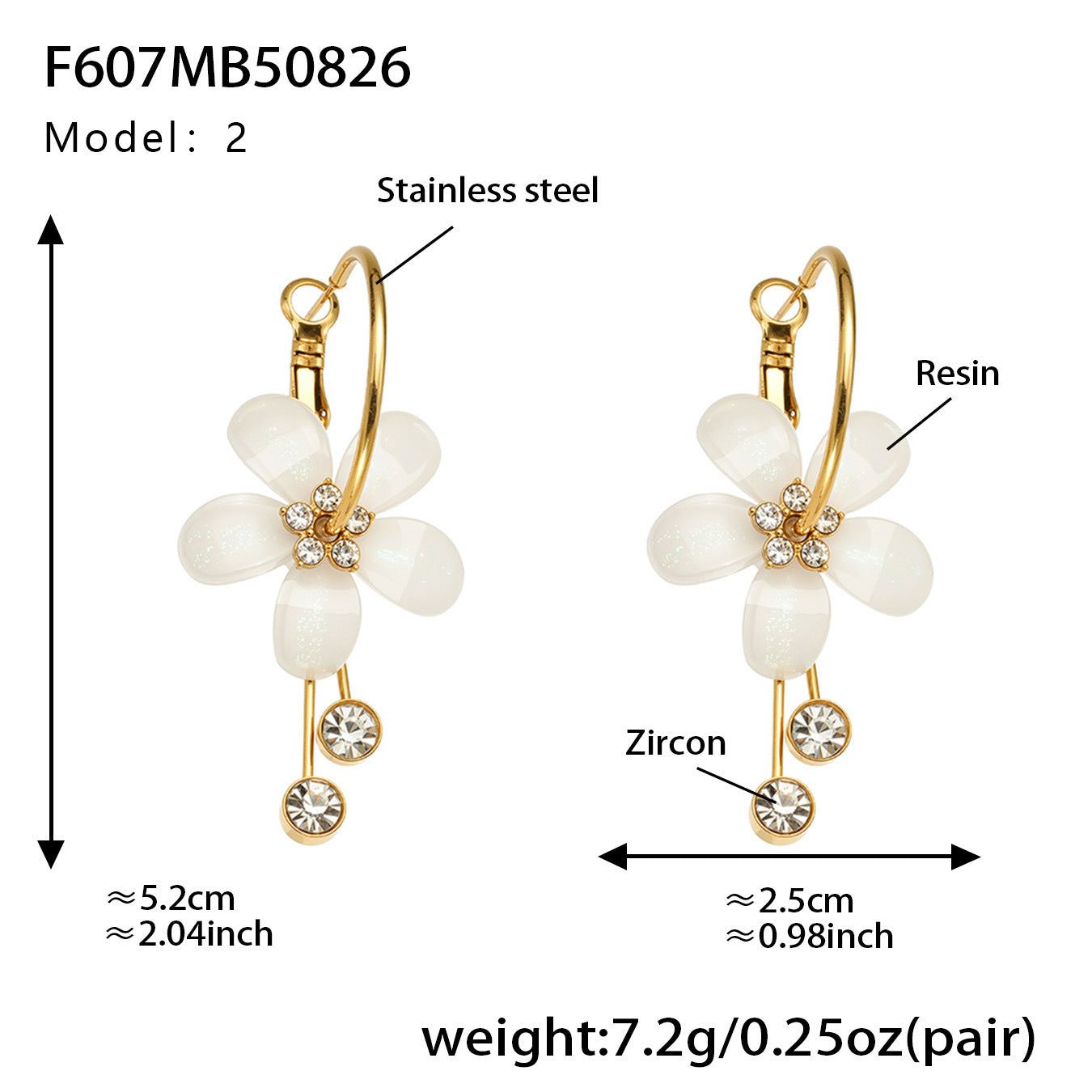 Planderful Camellia Zircon Tassel Earrings Women Stainless