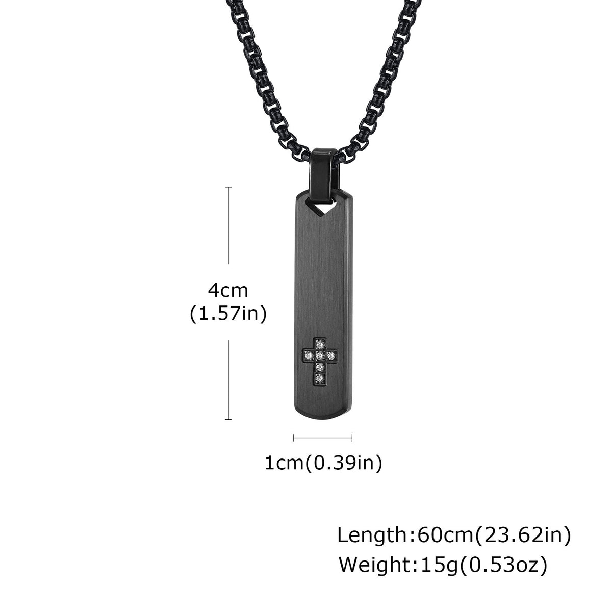Cross Zircon Geometric Textured Stainless Steel Necklace for Men