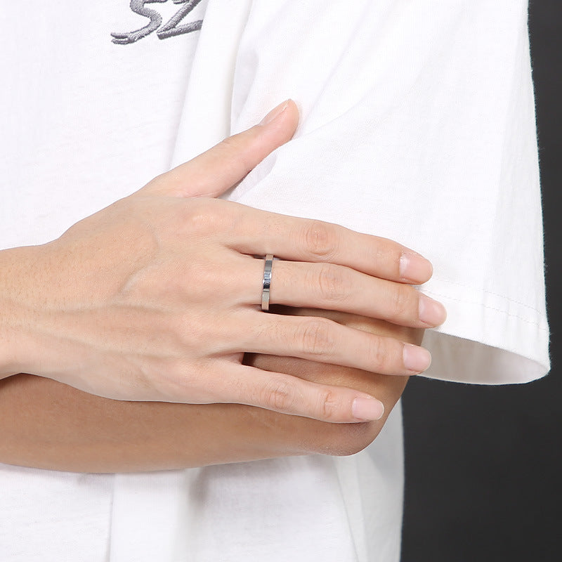 Stainless Steel Aperture Ring, Rock Hip-Hop Style 3mm Titanium Steel Men's Arc Ring