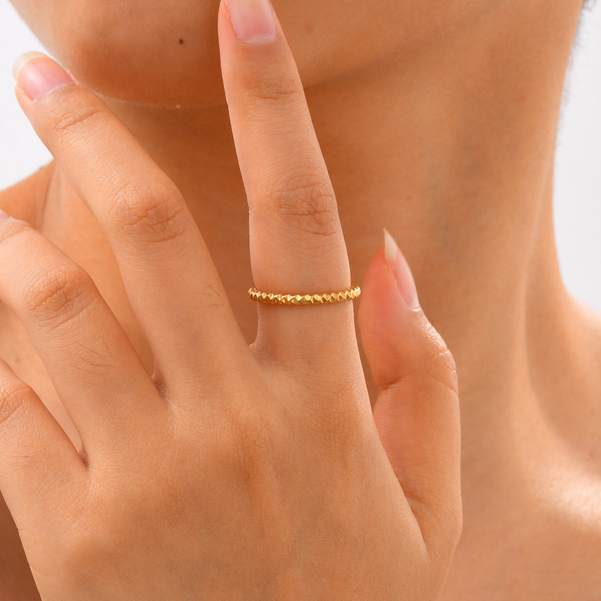 Stainless Steel Irregular Geometric Thin Ring Gold Lady