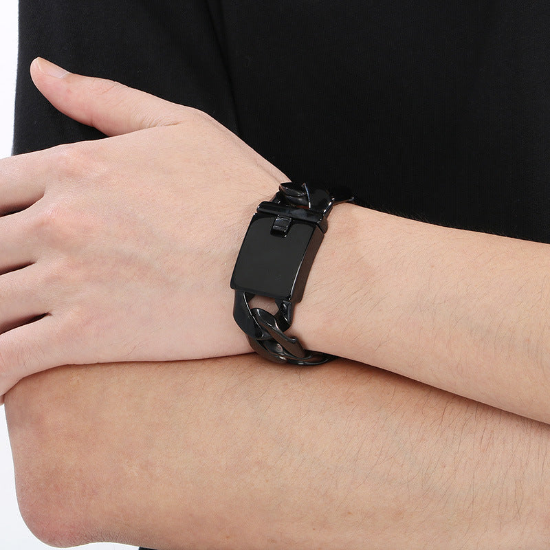 Mens Titanium Steel Cuban Chain Necklace European Style