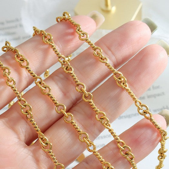 Planderful Jewelry Titanium Steel Bamboo Necklace For Women With Twist Clavicle Chain Luxury Everyday