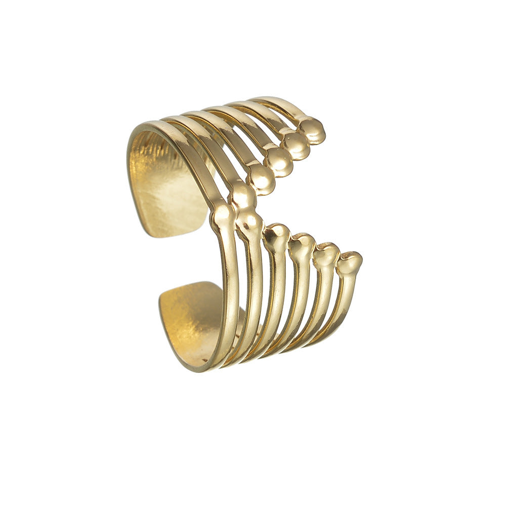 European-American Hydraulic Adjustable Ring with Geometric Design - Titanium Steel Women's Ring from Planderful Collection