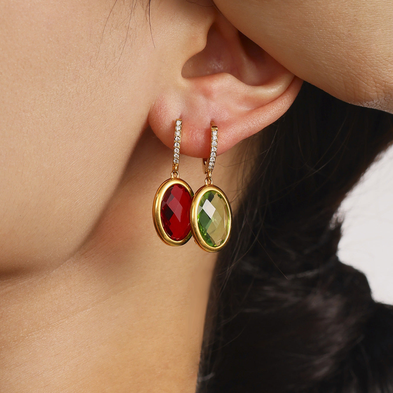 Planderful Lido Cut Oval Czech Glass Zircon Earrings Party