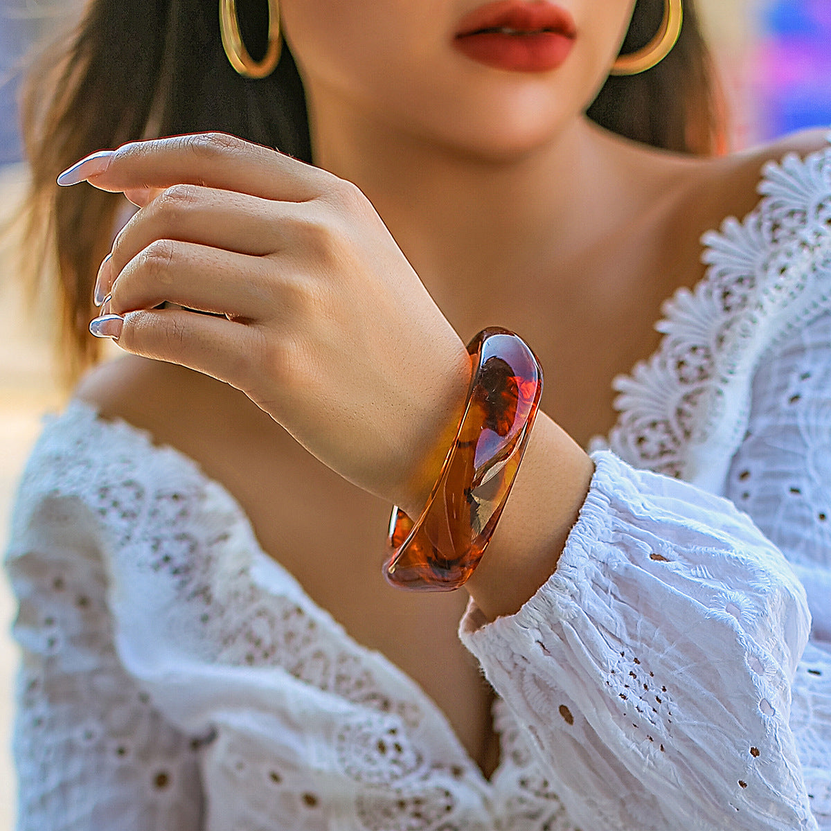 Smudged Irregular Acrylic Bracelet Exaggerated Geometric Bracelet