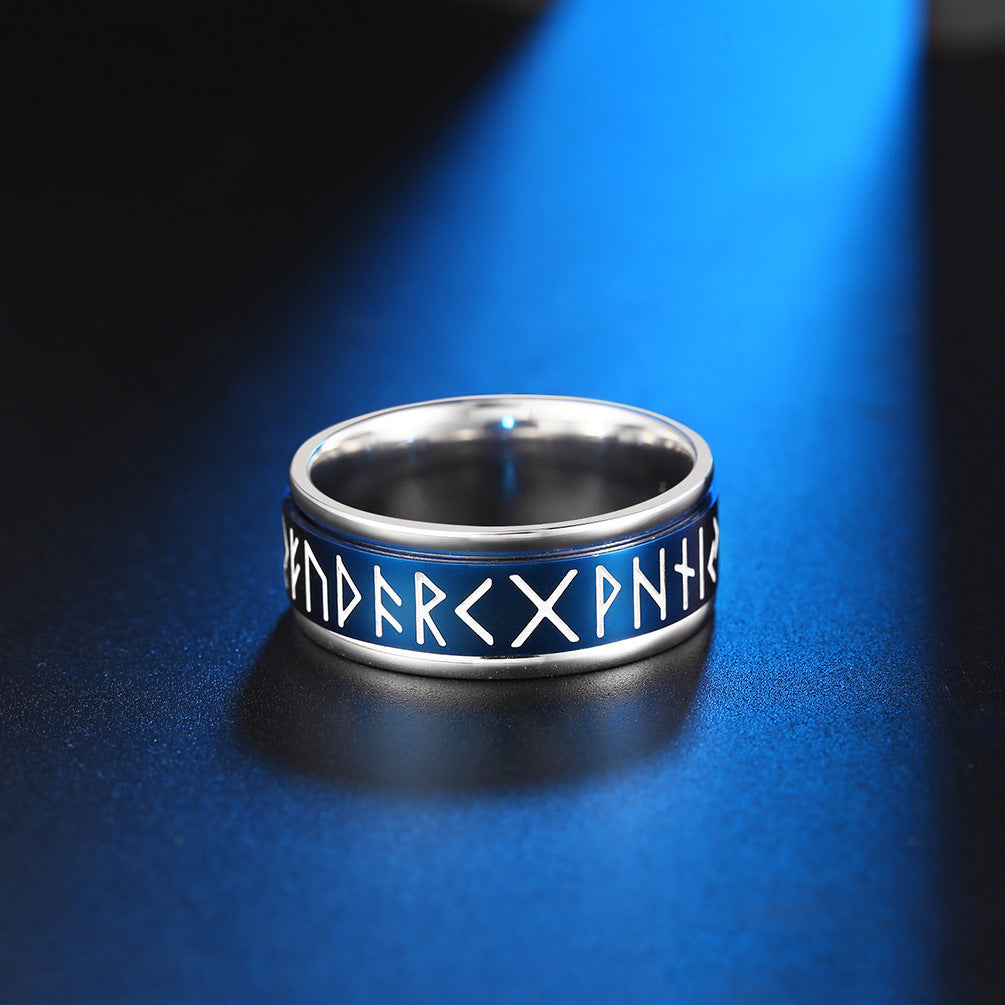 Steel Ring - Statement Viking Text Ring For Men