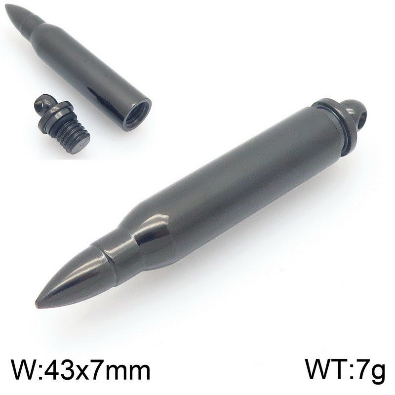 Planderful Mens Bullet Pendant Necklace Glossy Titanium