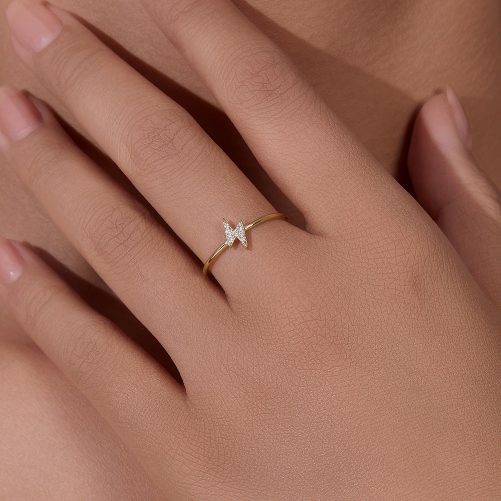 Popular 925 Sterling Silver Lightning Zircon Ring Hipster Slender Tail Ring Jewelry