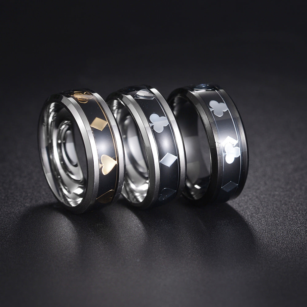 Planderful Everyday Genie 8mm Titanium Steel Ring With Playing Card Design For Men Unisex Protection Statement