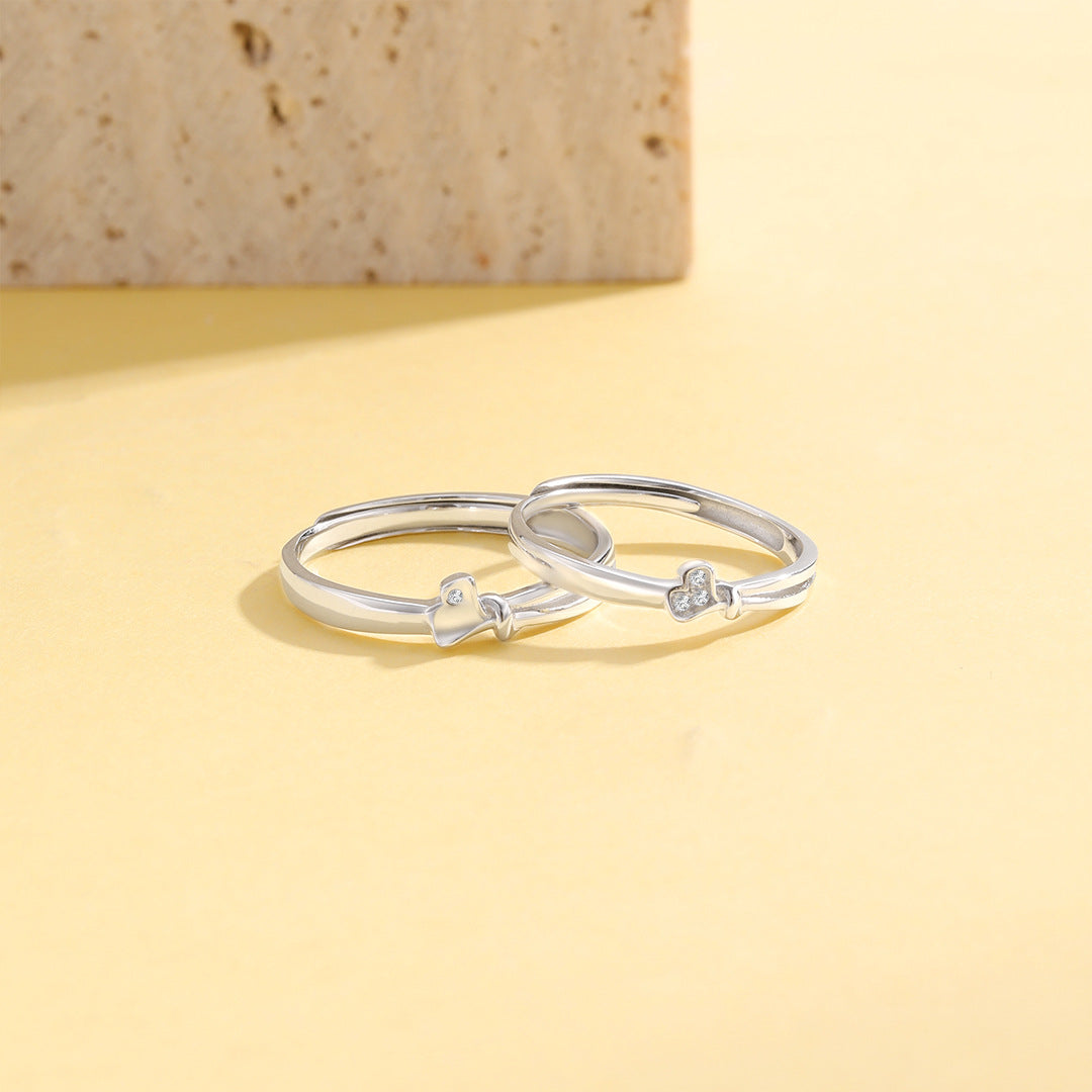 Planderful Everyday Genie – Sansheng Youapricot 925 Sterling Silver Couple Ring for Women with Micro-Inlaid Ginkgo Biloba for Valentine's Day