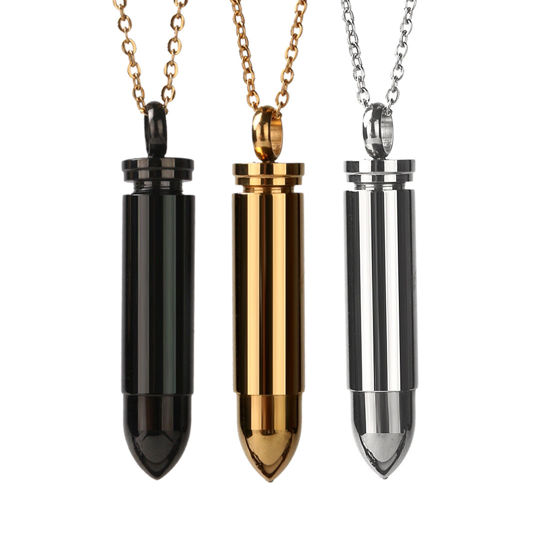 Planderful Everyday Genie Openable Bullet Pendant For Men Titanium Steel Glossy Finish Punk Hip Hop Style