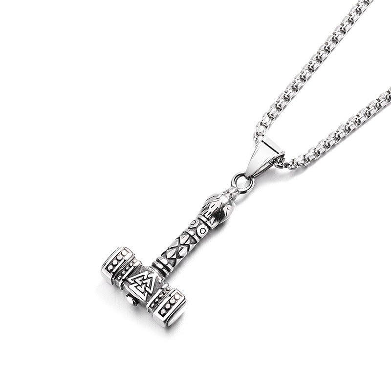 Titanium Steel Necklace – Vintage Men's Thor Hammer Pendant