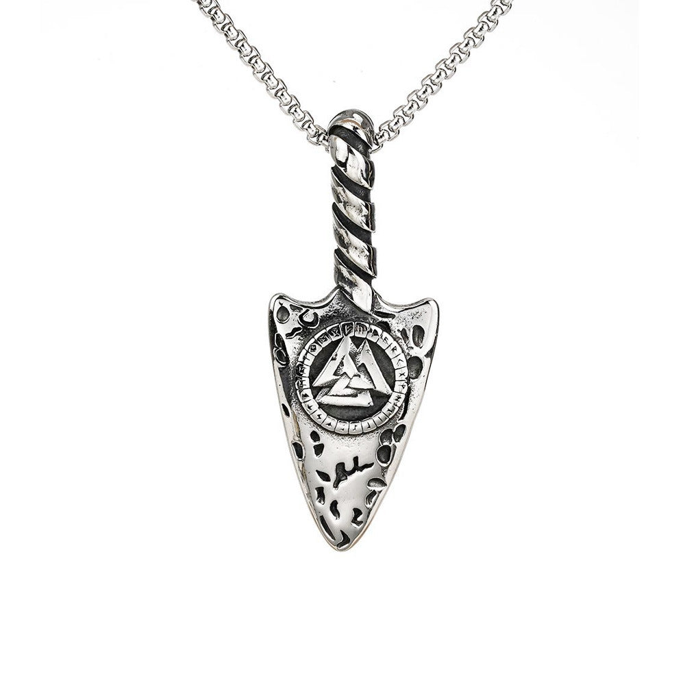 AliExpress Retro Men's Pendant Stainless Steel Triangular Rune Necklace Jewelry Accessories