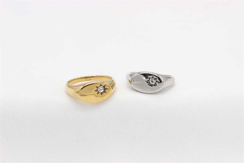 Planderful Zircon Star Titanium Steel Ring Unisex Protection Statement Everyday Genie Collection