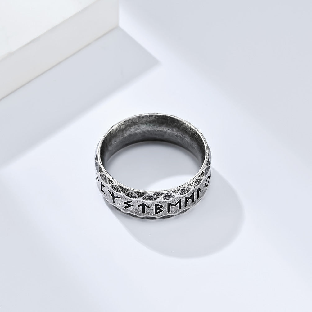 Planderful Viking Ring Nordic Text Titanium Steel For Men Durable Cultural Symbol Ring