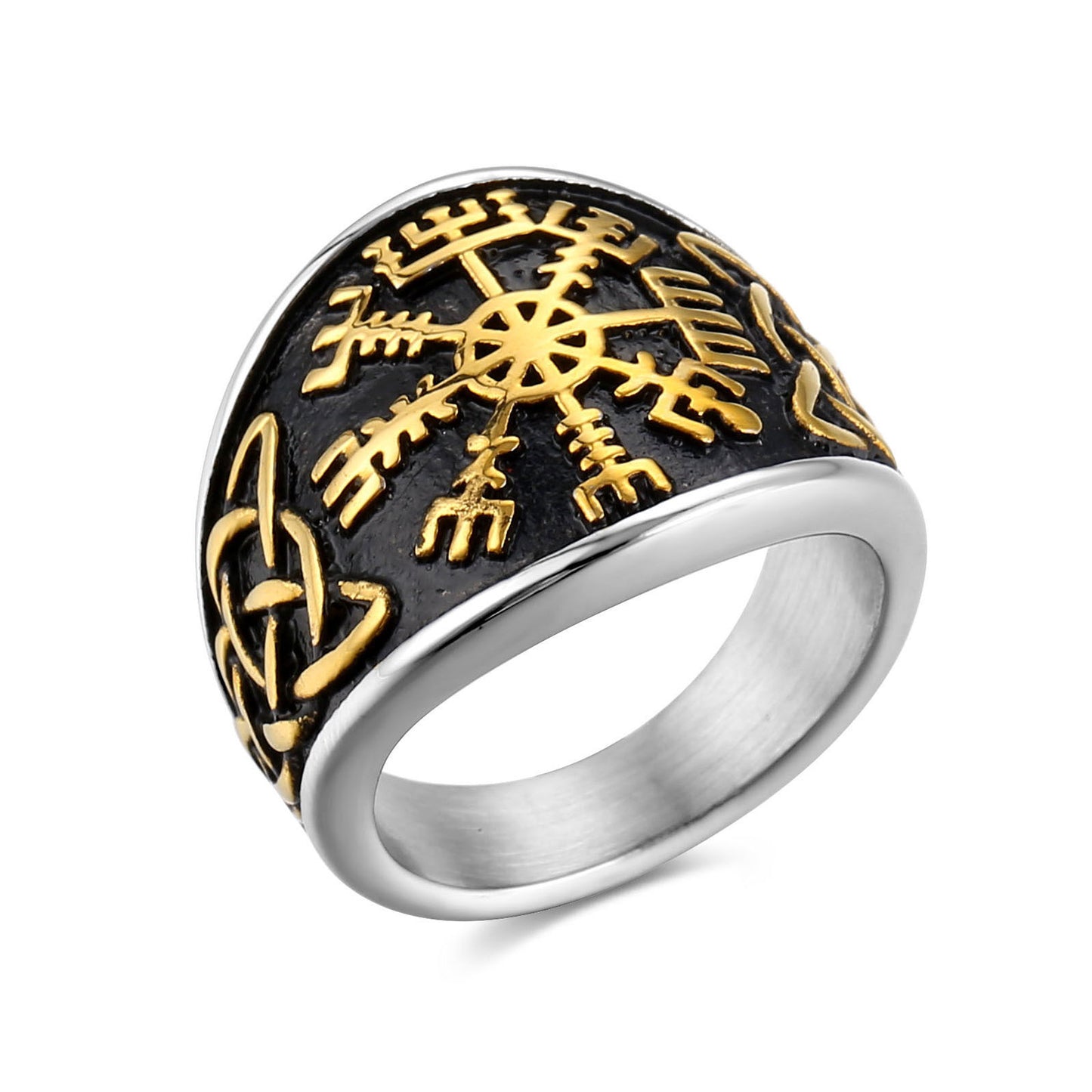 Cross-Border New Products Viking Ring Celtic Knot Snowflake Rune Men's Ring Wholesale