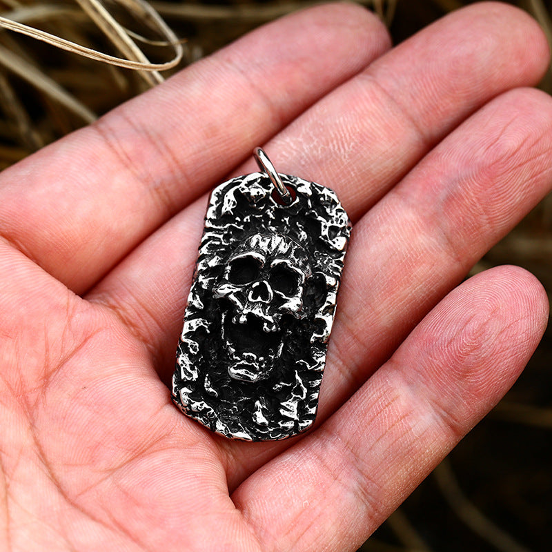 Titanium Steel Skull Ghost Head Pendant - Punk Style Men's Accessory