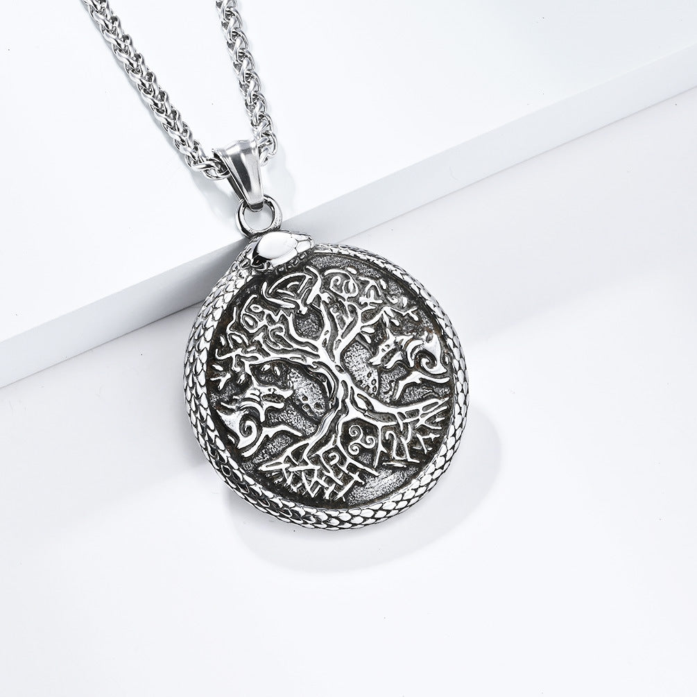 Steel Necklace – Vintage Nordic World Tree Pendant