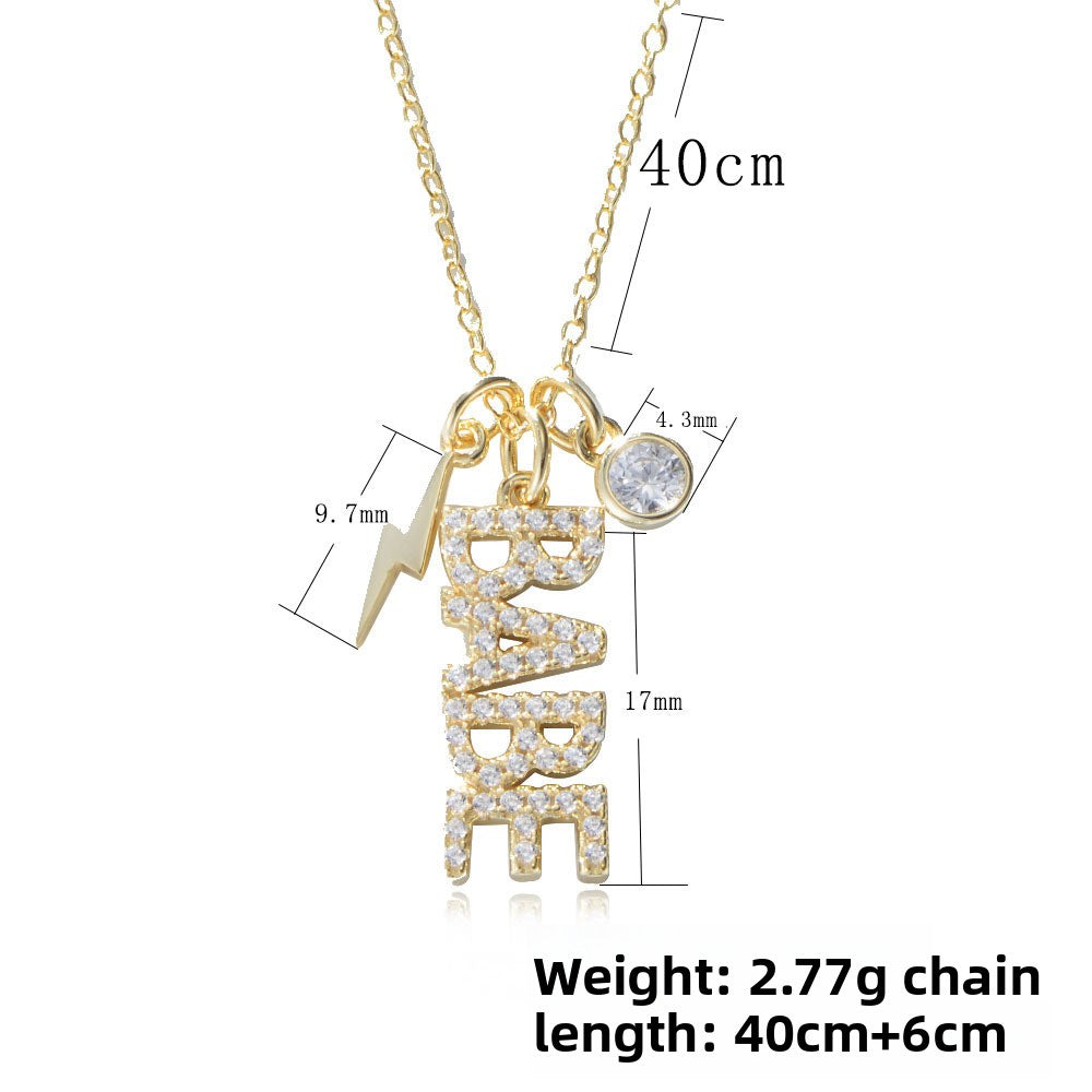 S925 Silver Inlaid Zircon Babe English Letter Necklace Pendant